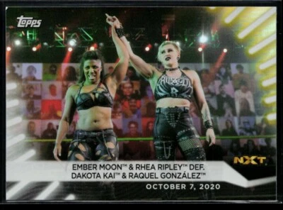 2021 Topps WWE Women's Division Rainbow Foil #81 Ember Moon & Rhea Ripley def. - Image 1 of 2