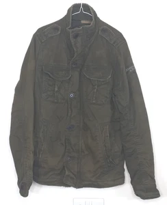 Cappotto giacca Abercrombie & Fitch verde kaki dente di sega UK grande utility imbottito - Foto 1 di 11