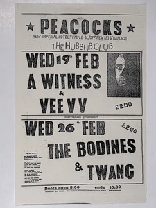 A Witness Flyer Vee VV Bodines Twang Hubbub Club Original Peacocks Birmingham 86 - Picture 1 of 12