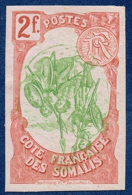 [st1160]French Colony Coast of Somalis 1902 "Center Inverted+imperf" Yv#51cb mlh - Image 1 of 2