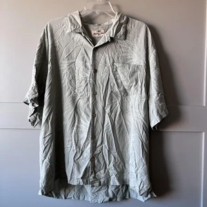 Jamaica Jaxx Shirt Men XL Sage Green Camp Hawaiian Aloha Jacquard Tropical - Picture 1 of 13