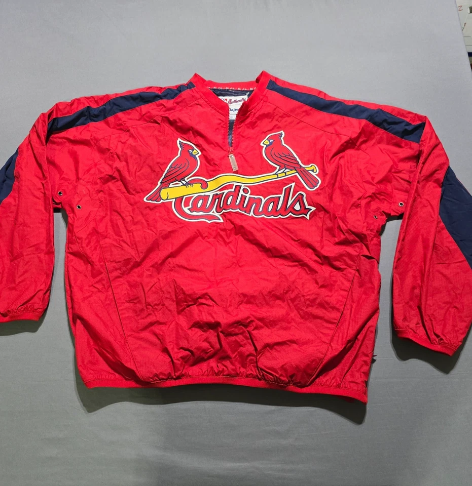 Vintage Majestic St. Louis Cardinals 1/4 Zip Pullover Jacket Red Size XL mens - Image 1 of 4