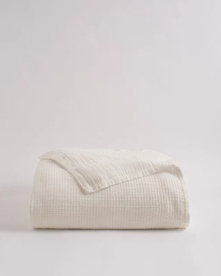 Cubreca de algodón acanalado orgánico Quince marfil ropa de cama completa/queen Foto 1 de 2