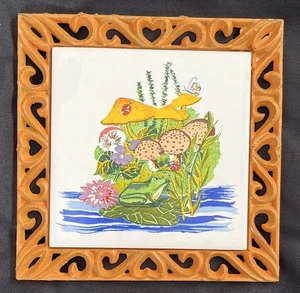 De Colección Hierro Fundido y Cerámica Trivet HONGOS Rana LADYBUG Mariposa Años 70 MCM - Imagen 1 de 9