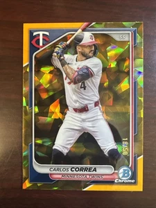 Bowman 2025 cromo Carlos Correa zafiro dorado/50 gemelos - Imagen 1 de 3