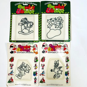 4 x Vintage Christmas Disney Makit & Bakit Stained Glass Suncatchers Ornament - Foto 1 di 9