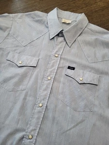 Key Shirt Adult 2XL Blue Snap Button Up Chambray Western Short Sleeve - Picture 1 of 5