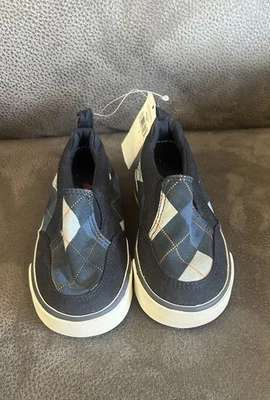 NUEVO CON ETIQUETAS Baby Gap Lona Sin Cordones Talla 7 Tenis Zapatos Argyle 100% Material Reciclado  Foto 1 de 4