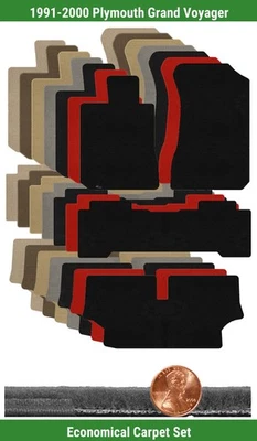 Conjunto de tapete Velourtex personalizado para '91-00 Plymouth Grand Voyager (4 peças) #115H - Imagem 1 de 4