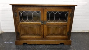 Old Charm Wood Bros Oak TV Media Cabinet - Picture 1 of 20