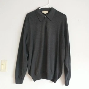 John W Nordstrom Polo Pullover Herren XL grau extrafeine Merinowolle Strick Preppy - Bild 1 von 7
