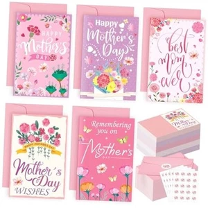 100 Pcs Mothers Day Greeting Cards, Mother's Day Cards Bulk with Pink - Picture 1 of 7