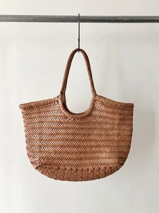 Dragon Diffusion Leather Woven Mesh Bag Handmade Tote White Japan Import India - Picture 1 of 12