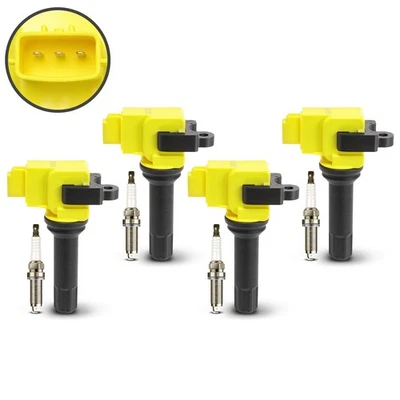 4x Ignition Coil & 4x Iridium Spark Plug Kit for Subaru Forester Impreza Yellow - Изображение 1 из 4