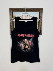 Vintage Iron Maiden Over Print Vest Tee Tank Top Black Mens Rare Shirt Size 2XL - Picture 1 of 10
