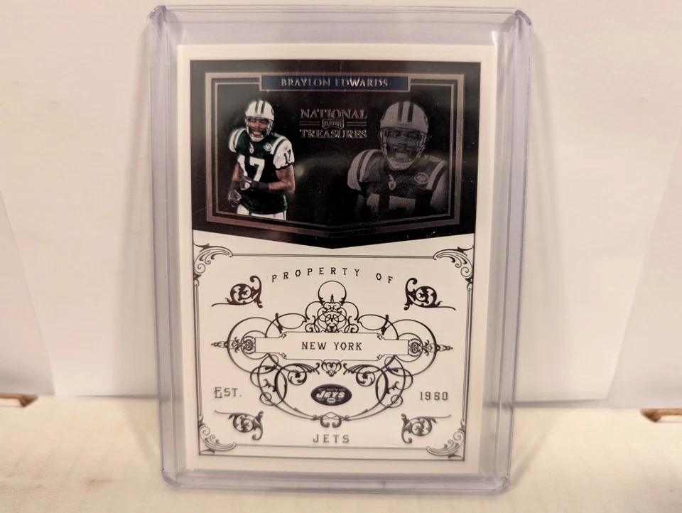 2010 NATIONAL TREASURES BRAYLON EDWARDS BASE #/99 NY JETS MICHIGAN RARE SP - Image 1 of 1