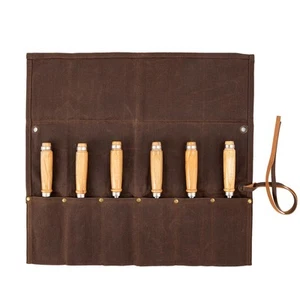 Chisel Roll,6 Pockets Roll Up Tool Pouch,Waxed Canvas Small Tool Roll Organiz... - Picture 1 of 7