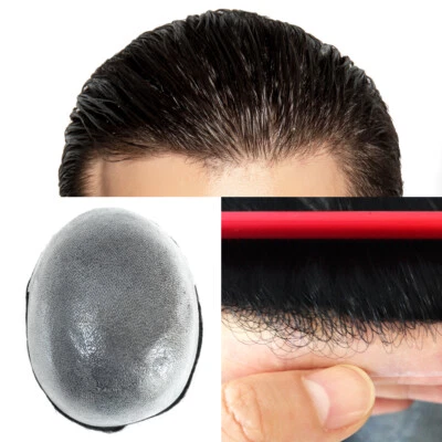 Super Ultra Thin Skin Mens Toupee Sistema de Substituição de Cabelo Humano Hairpieces MARROM - Imagem 1 de 4
