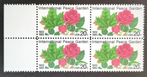 20 CÉNTIMOS INTERNACIONAL PAZ JARDÍN SCOTT # 2014 BLOQUE DE 4 MNH 1982 MULTICOLOR - Imagen 1 de 2