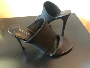 NEU REISS HIGH HEEL SCHWARZ LEDER RIEMCHEN ELASTISCH SANDALEN PANTOLETTEN SCHUHE  - Bild 1 von 5