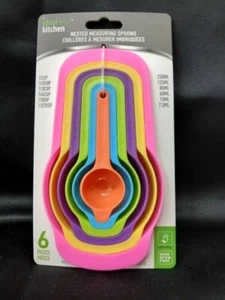 JUEGO DE TAZAS Y CUCHARAS MEDIDORAS 6 piezas Ideal Cocina Multicolor Plástico Anidación - Imagen 1 de 11