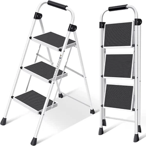 SIMPLI-MAGIC Step Ladder, 3 Step Stool Ergonomic Folding Step Stool with Wide An - Picture 1 of 12