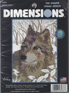 Dimensions Winter Wolf No Count Cross Stitch Kit - Picture 1 of 1