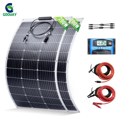 100W 170W 200W 400W flexible Mono Solar Panel Kit 12v for Caravan/RV/Boat/Home - Image 1 of 4