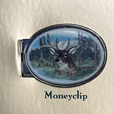 Clip para dinero de ciervo cola blanca Barlow Designs con caja de regalo Foto 1 de 4
