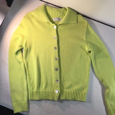 Cárdigan vintage Saks Fifth Avenue lima verde algodón abotonado para mujer talla M EE. UU. Foto 1 de 4