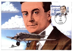 Alfred V. Verville (1890-1970), R-3 Rennflugzeug. Maximumkarte. USA 1985 - Bild 1 von 2