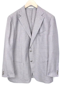 SUITSUPPLY Havana Men Blazer UK46S Purple Slim Wool Silk Linen Patterned - Picture 1 of 7