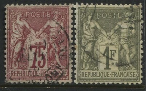 France 1876 Peace and Commerce 75 centimes and 1 franc used - Picture 1 of 1