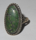 Vintage Native American Green Turquoise Ring Jewelry Sterling Silver 8 [a173]