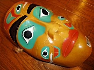 MASCHERA DIPINTA INDIANA NATIVA CANADESE CONTEMPORANEA - REPLICA - Foto 1 di 16