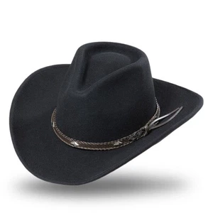 Wollhut Westernhut Cowboyhut Country Outdoor Stars & Stripes »DALLAS« Schwarz - Picture 1 of 1