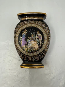 Fakiolas handgefertigte griechische 24K Gold handbemalte Porzellan 9" Vase - Bild 1 von 3