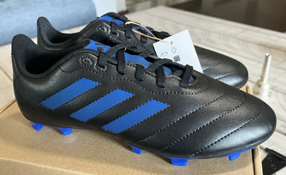 adidas Kids Goletto VII Soccer Cleats Black Royal Blue Size 5.5 Big Kid Molded