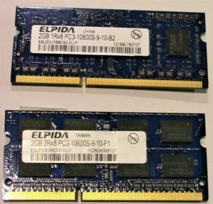Elpida EBJ21UE8BDSO-DJ-F 4GB (2GBX2) DDR3-1333 PC3-10600 SO-DIMM LAPTOP memory - Picture 1 of 1