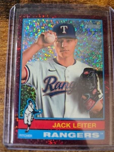 2025 Topps Heritage Jack Leiter Chrome Burgundy Sparkle Refractor #463 Rangers - Picture 1 of 2
