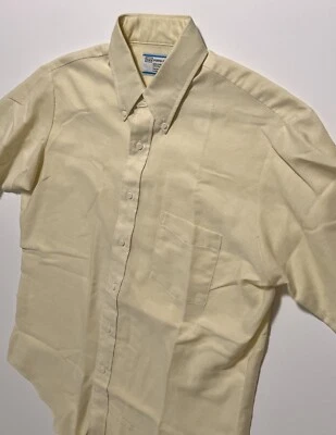 Camisa Sears Perma-Prest Vintage Manga Corta Abotonada Amarilla Para Hombre Talla 16.5 Foto 1 de 4