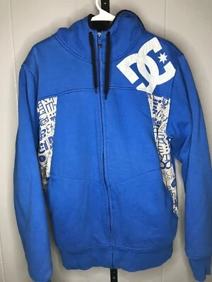 Y2K DC Shoes Sherpa Forrado Sudadera con Capucha Azul Peso Pesado Grunge Sudadera Patinador talla LG Foto 1 de 4