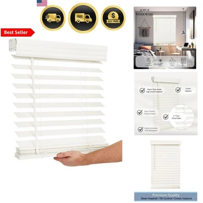 Persianas de imitación de madera de 2 pulgadas inalámbricas oscurecimiento de habitación fácil instalación blanco suave Foto 1 de 4