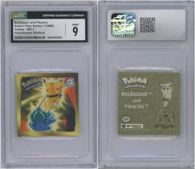 Pikachu & Bulbasaur 1999 Action Flipz Series 1 Holochrome Sticker #R11 - CGC 9 - Image 1 of 3