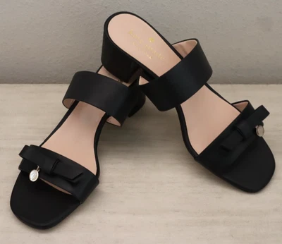 Kate Spade Women's Sz 7.5B Black Helena Two Band Bow Sandals w/Charms $150 - Image 1 of 4