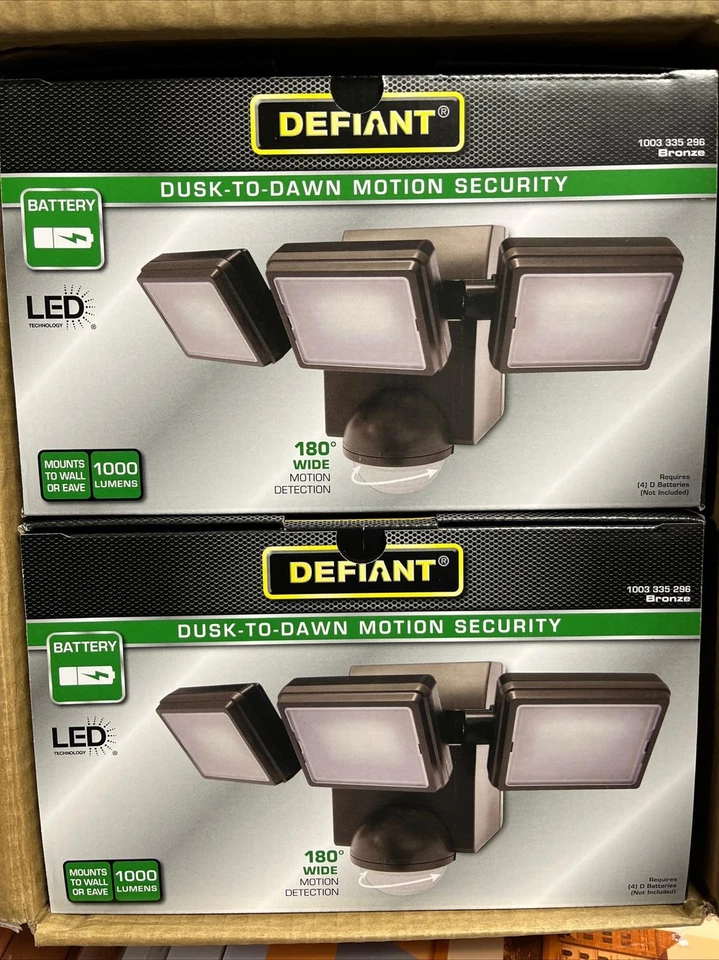 Defiant 1000 Lumen 180 Degree Bronze LED Battery Motion Sensor Light A6 - Image 1 of 1