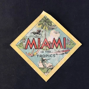Miami In The Tropics Sticker 1930’s ? - Picture 1 of 3