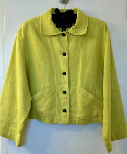 Sakko 100% Leinen elegante Jacke Finity Studio limettengrün schwarz Knöpfe Gr. S/M - Bild 1 von 21