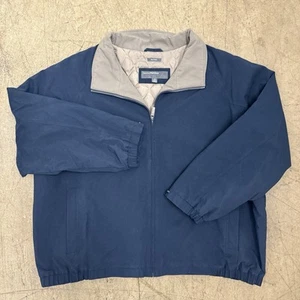 Perry Ellis Portfolio Suade Jacket Mens 3xl Blue Microsuede Full Zip - Picture 1 of 14