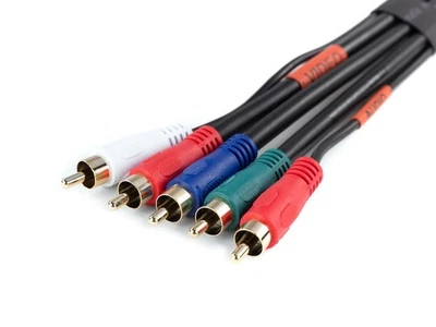 Cabo Coaxial Monoprice 6 pés 22AWG 5-RCA Componente Vídeo/Áudio (RG-59/U) - Preto - Imagem 1 de 3